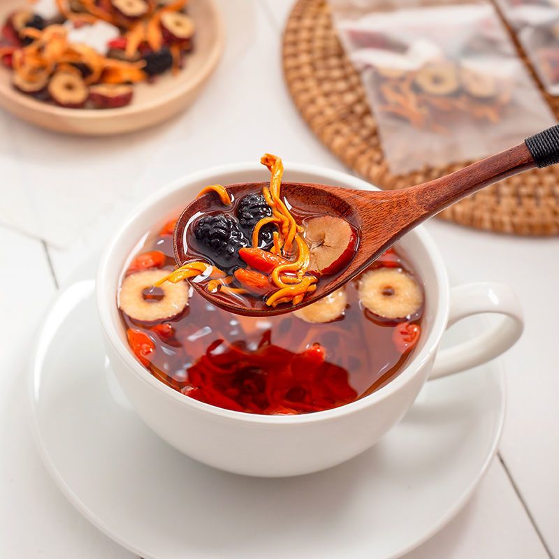 酸枣仁茯苓茶红枣枸杞子桑葚牛蒡根组合花茶助睡眠养生花茶晚安茶