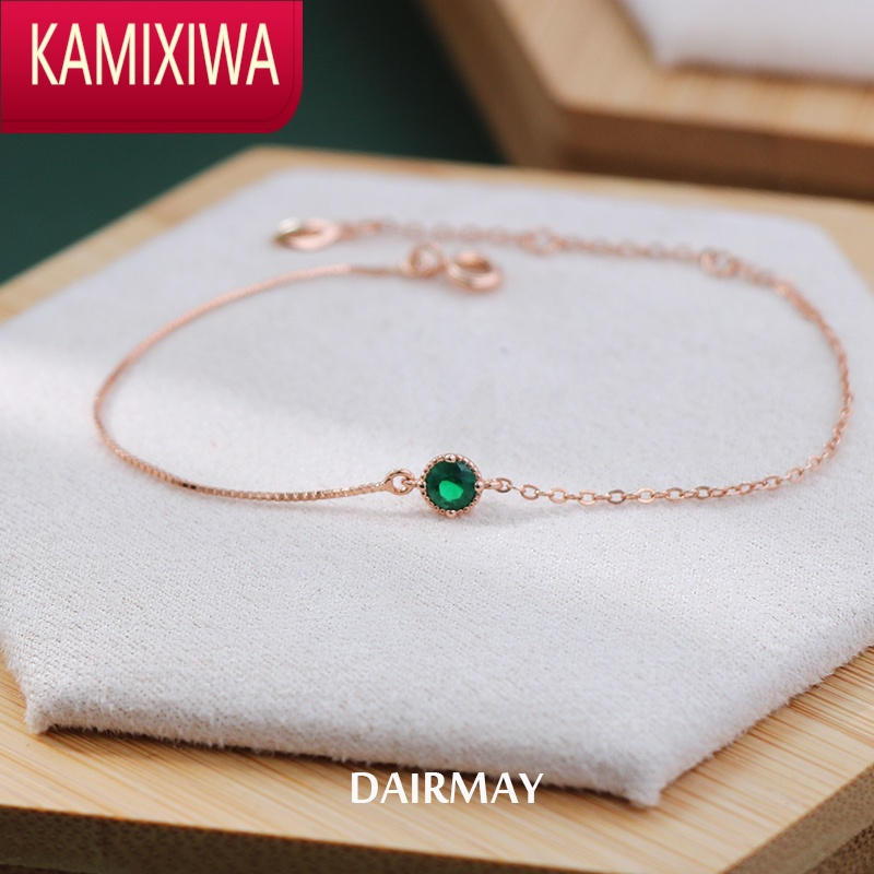 KAMIXIWA轻奢复古祖母绿夏季细手链女银ins小众设计森系简约精致