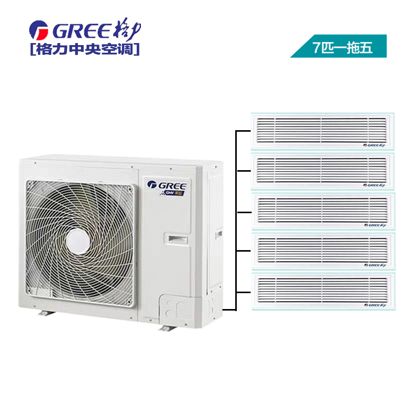 格力(GREE)中央空调 7匹一拖五套组 一级能效变频 多联风管嵌入式空调 雅居系列 GMV-H160WL/F