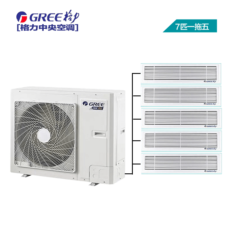 格力(GREE)中央空调 7匹一拖五套组 一级能效变频 多联风管嵌入式空调 雅居系列 GMV-H160WL/F图片