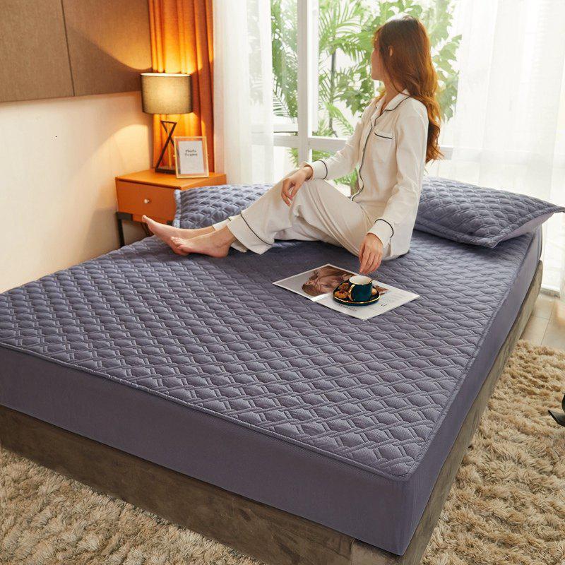 美帮汇夹棉床笠罩单件防水隔尿透气床垫防尘罩加厚保护套四季通用 夹棉防水床笠(烟熏灰) 180cmx220cm