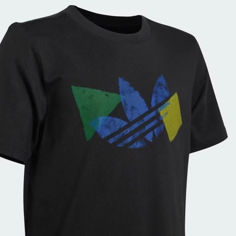 ADIDAS阿迪达斯三叶草短袖T恤运动休闲针织圆领儿童上衣IY5451 D