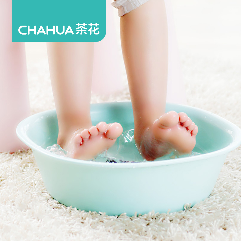 茶花家用加厚塑料脸盆脚盆私处婴儿儿童学生宿舍洗脸盆子洗菜多用方盆小号高清大图