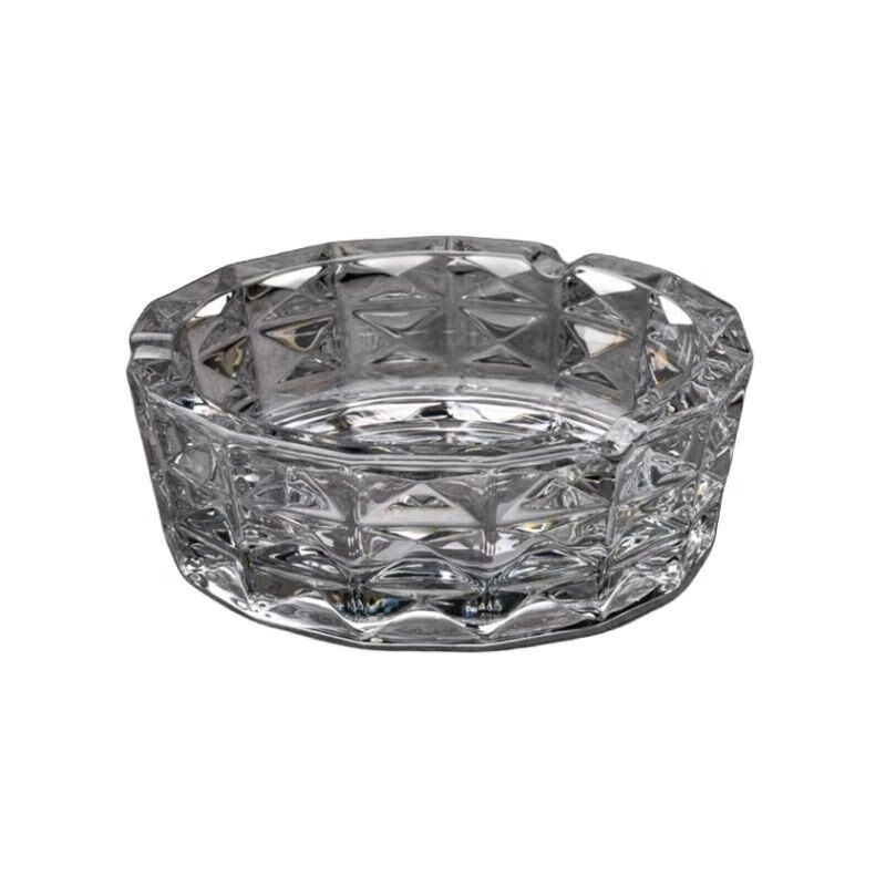 谦星 水晶玻璃烟灰缸酒店办公室烟缸烟碟 特大钻石切面透明180*64mm高清大图
