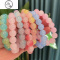 JiMi盘珠子小学生渐变色粉色版盘玩圆珠手链情侣冰透白玉色菩提手串绕