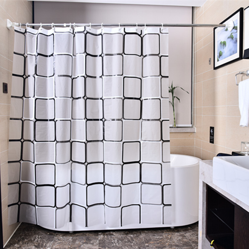 防水浴帘套装免打孔加厚卫生间帘隔断帘子浴室浴浴室帘