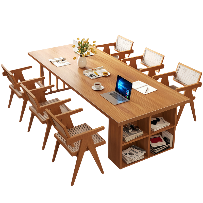 豫龙都 实木长桌 2.2m+六椅套高清大图