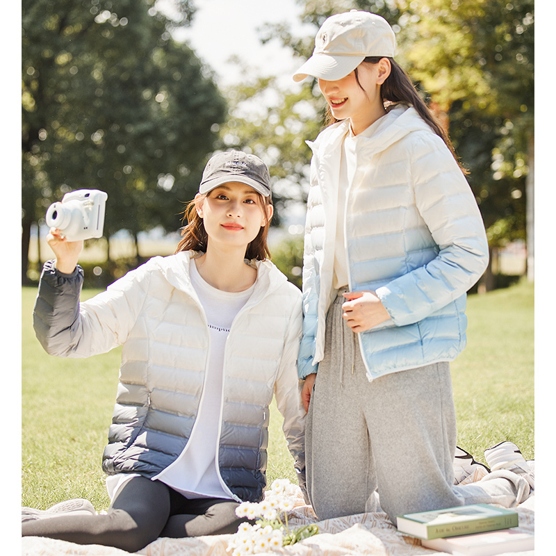 唐狮冬装新款女连帽短款羽绒服轻薄拉链鸭绒时尚抗风防寒G