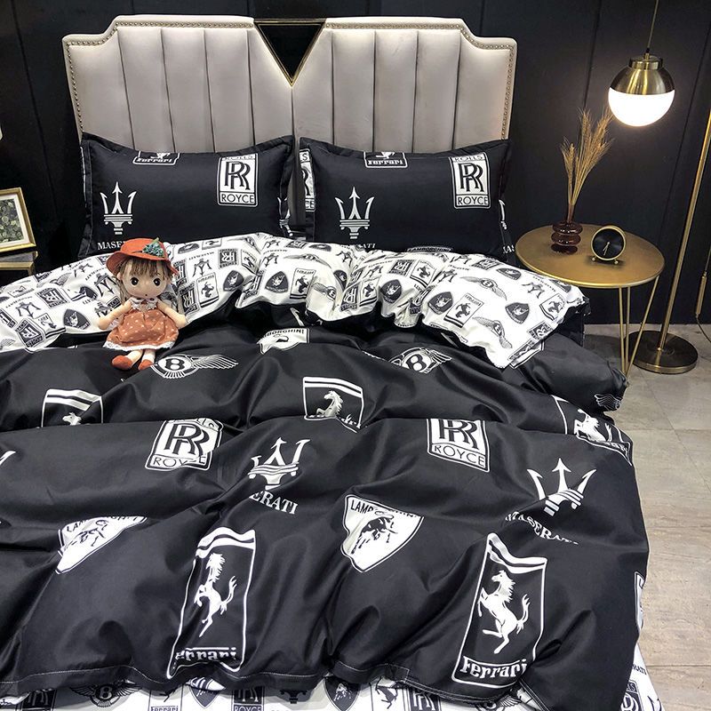 Sleepy Bear ins网红黑色车之梦四件套床上用品床单双人1.8被套学生宿舍三件套