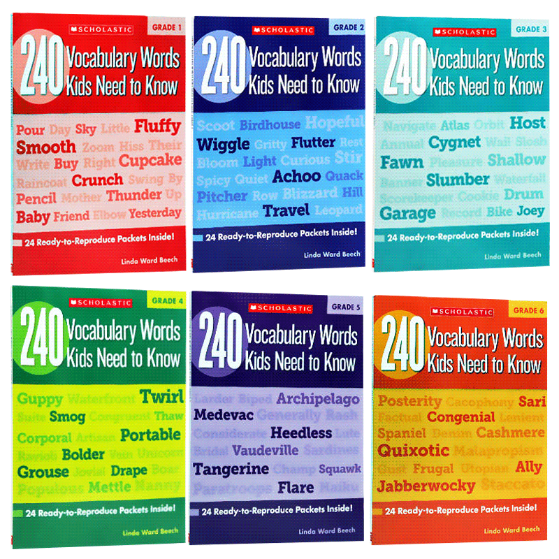 1年级 [正版]学乐小学生英语词汇练习册1-6年级 英文原版 240 Vocabulary Words Kids Nee
