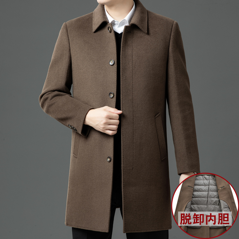免费试穿鄂尔多斯羊绒双面呢子男士羊绒大衣爸爸保暖冬季羊毛风衣外套冬装新款外套潮大码男世界大牌羊绒大衣西装款鹅绒内胆 款式太多，仅上架部分款式，供应各种款式 2XL