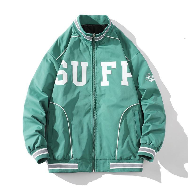 男士新款23春新款单人罗口领开衫时尚百搭英文印花夹克男