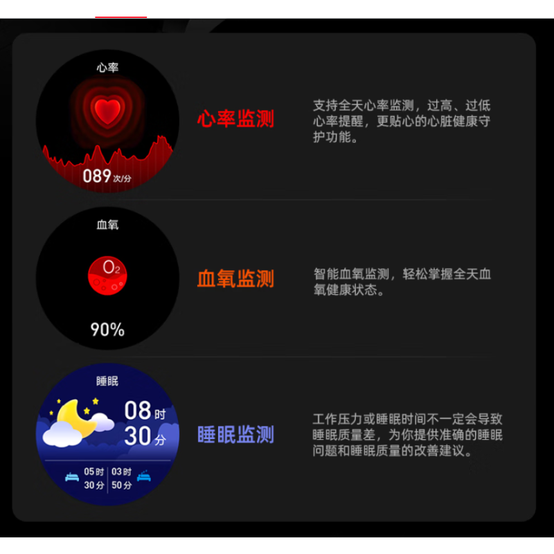 SMEBERT舒曼智能手环手表WATCH 4健康监测心率多功能通话 圆盘运动手表高清大图