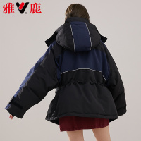 yaloo/雅鹿羽绒服女短款2018新款时尚宽松工装加厚oversize外套潮