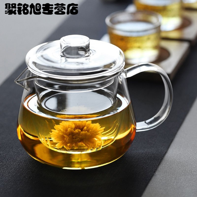 加厚全玻璃茶壶小号冲泡红花茶具套装家用过滤水壶煮器生活日用家居器皿水具水杯创意简约玻璃茶壶