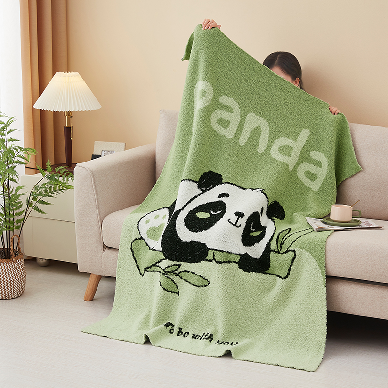 唐纳家纺 雪花绒提花毯-竹上萌友 110*145CM- TN-BK24042高清大图