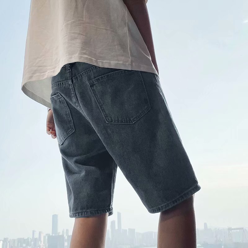 梵克公牛夏季牛仔韩范潮流5分牛仔裤常规休闲常规百搭 蓝色