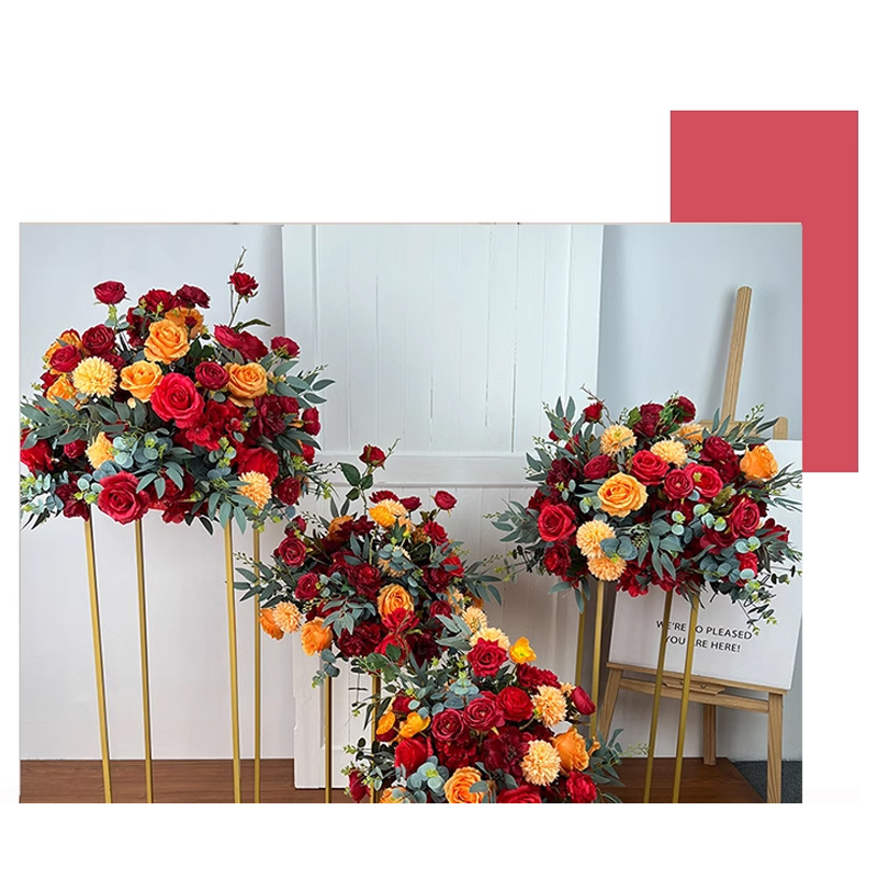 思唯美(sweet made) 婚庆路引花婚礼仿真花橘红迎宾路引花 60*40cm(不含架子)高清大图