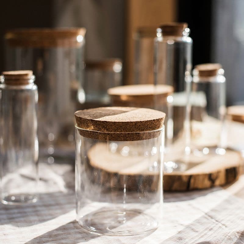 家柏饰(CORATED)软木塞高硼玻璃瓶装饰摆件微景观玻璃罐收纳杂货干花标本 B(4.7cmX12cm)图片