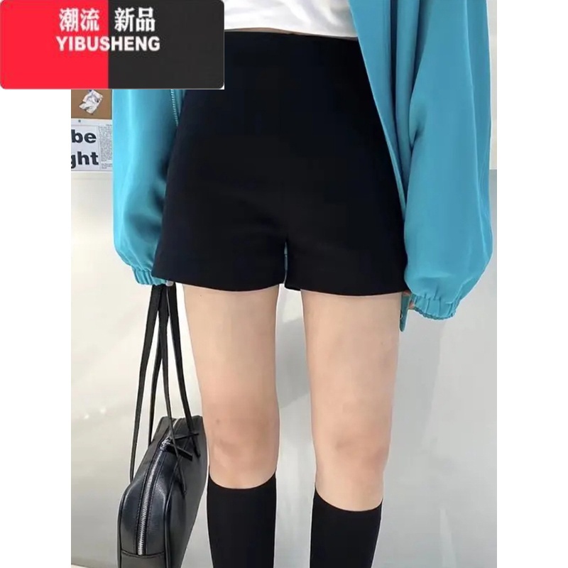 YIBUSHENG休闲运动短裤女季薄款舒适家居睡裤外穿大码显瘦胖mm高腰弹力裤高清大图
