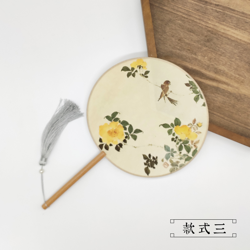 肖战同款汉服古风团扇女中国风印刷团扇舞蹈礼品扇廷圆扇定制 三维工匠 款式三扇子高清大图