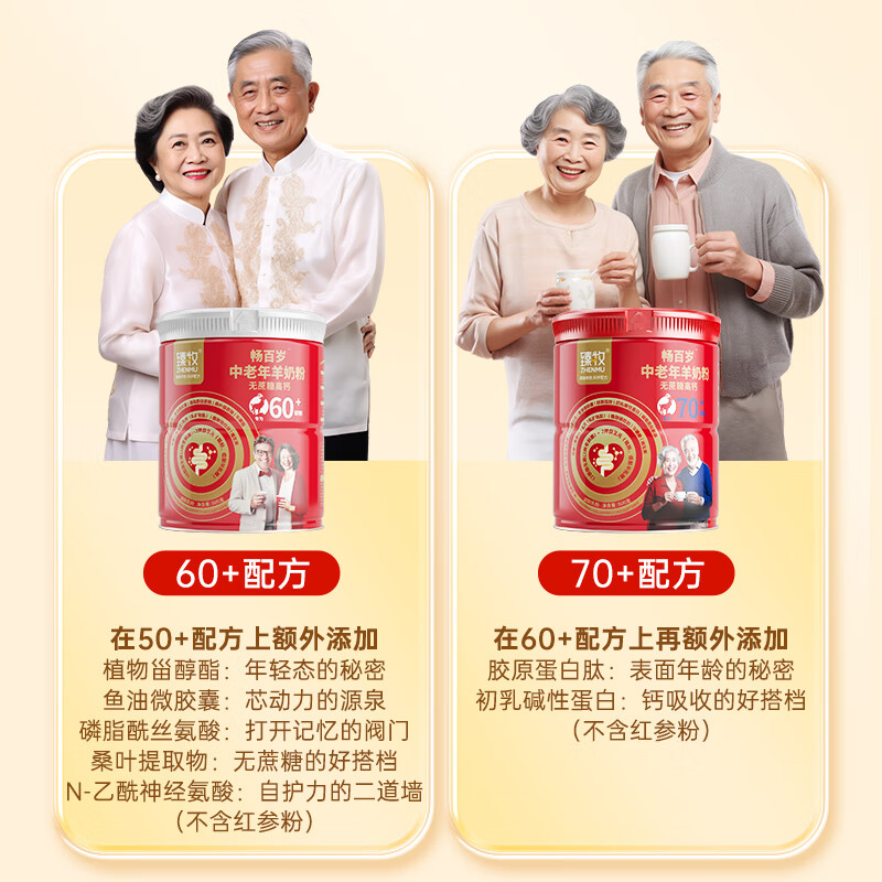 臻牧60+畅百岁无蔗糖高钙中老年羊奶粉 800g/罐6973012901808高清大图