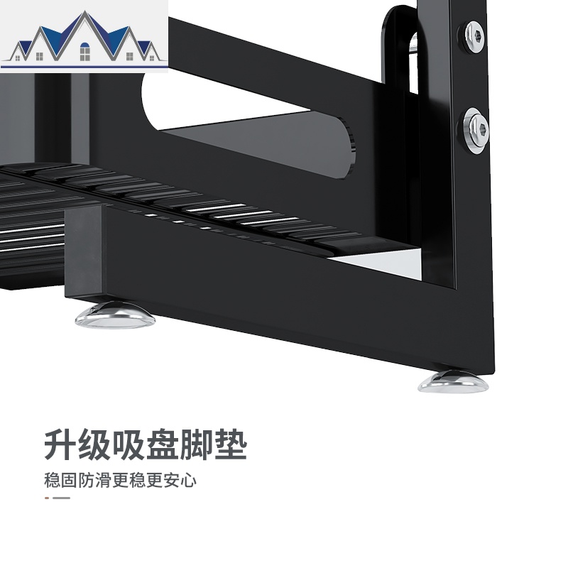 黑色不锈钢厨房置物架调料架放砧板刀筷架子台面多功能收纳架3层 三维工匠高清大图
