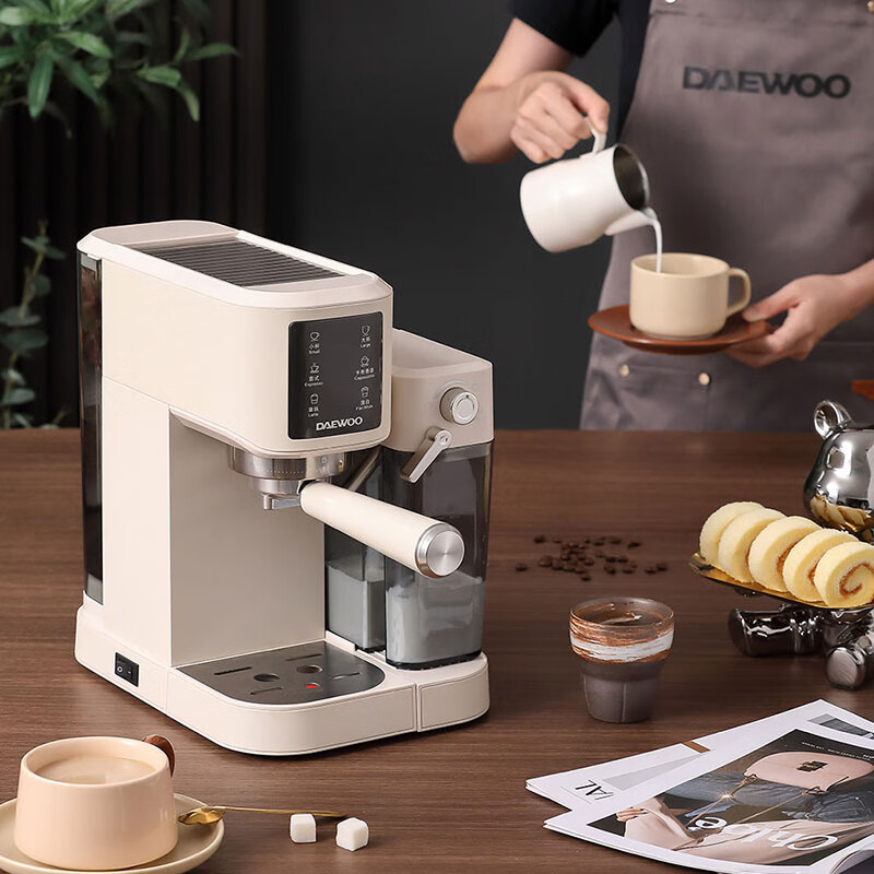 大宇DAEWOO 北欧复古风格压力咖啡机 科洛白 DY-KF10B