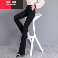 YIBUSHENG高腰修身微喇裤女春秋新款韩版坠感弹力显瘦松紧腰喇叭裤休闲裤