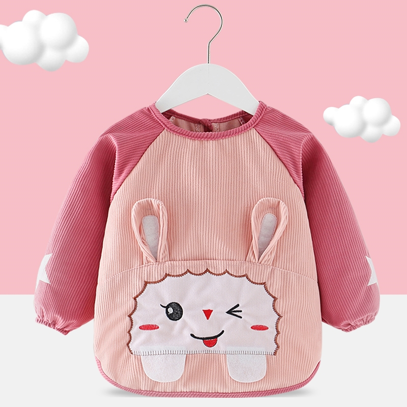 智扣宝宝罩衣儿童防水防脏吃饭围兜婴儿饭兜秋冬倒褂反穿衣灯芯绒护衣