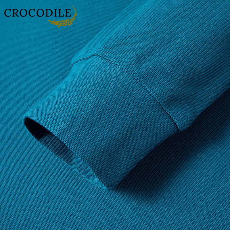 鳄鱼恤CROCODILE 男士商务百搭全棉舒适刺绣长袖POLO衫高清大图