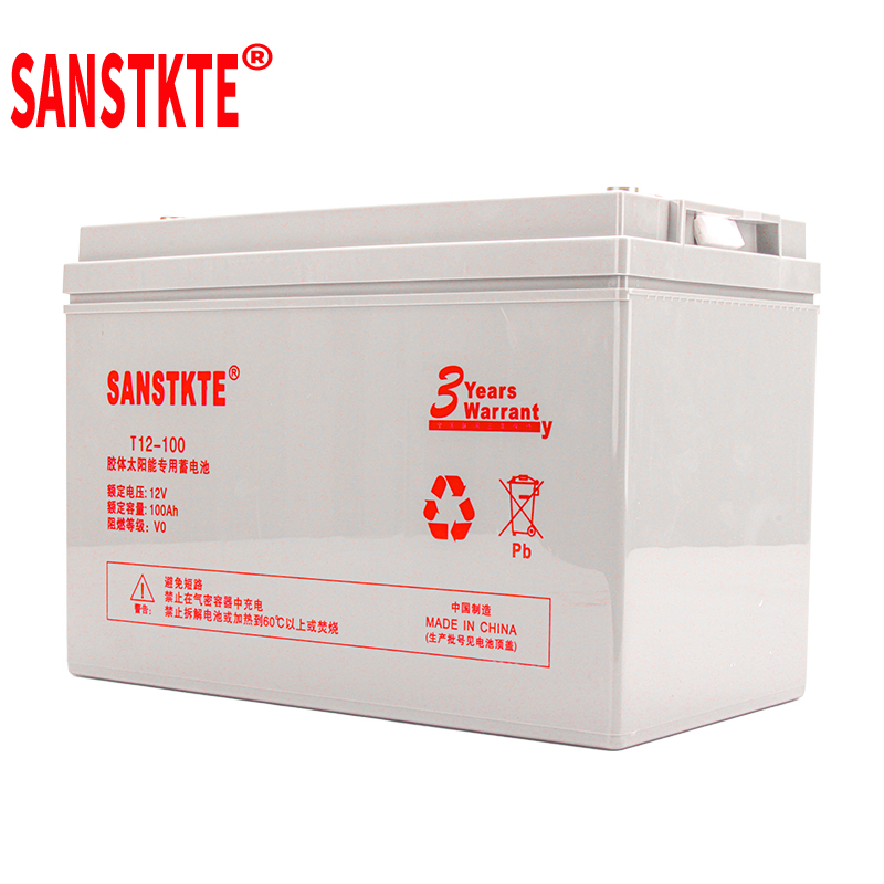 SANSTKTE铅酸电瓶胶体蓄电池12V100AH太阳能光伏发电逆变UPS不间断电源T12-100高清大图