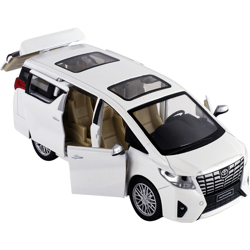 丰田埃尔法汽车模型129彩珀合金车仿真回力车合金玩具车儿童男孩白色