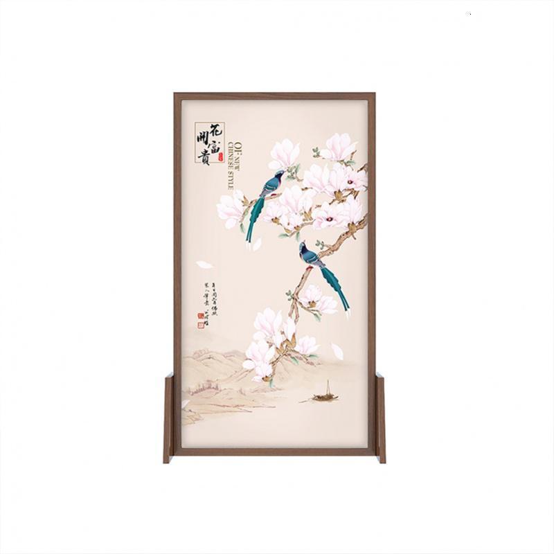 森美人新中式屏风 隔断 客厅简约现代玄关木质布艺卧室遮挡家用移动古典 140*180CM（无镂空）组装