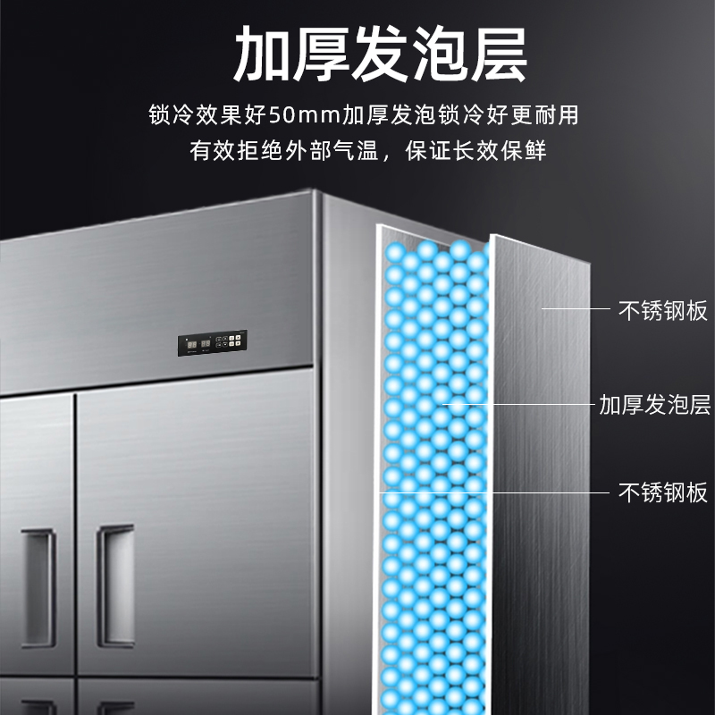 香雪海商用冰柜立式不锈钢厨房冰箱 冷冻冷藏餐饮酒店后厨保鲜柜冷柜六门双温1412L高清大图