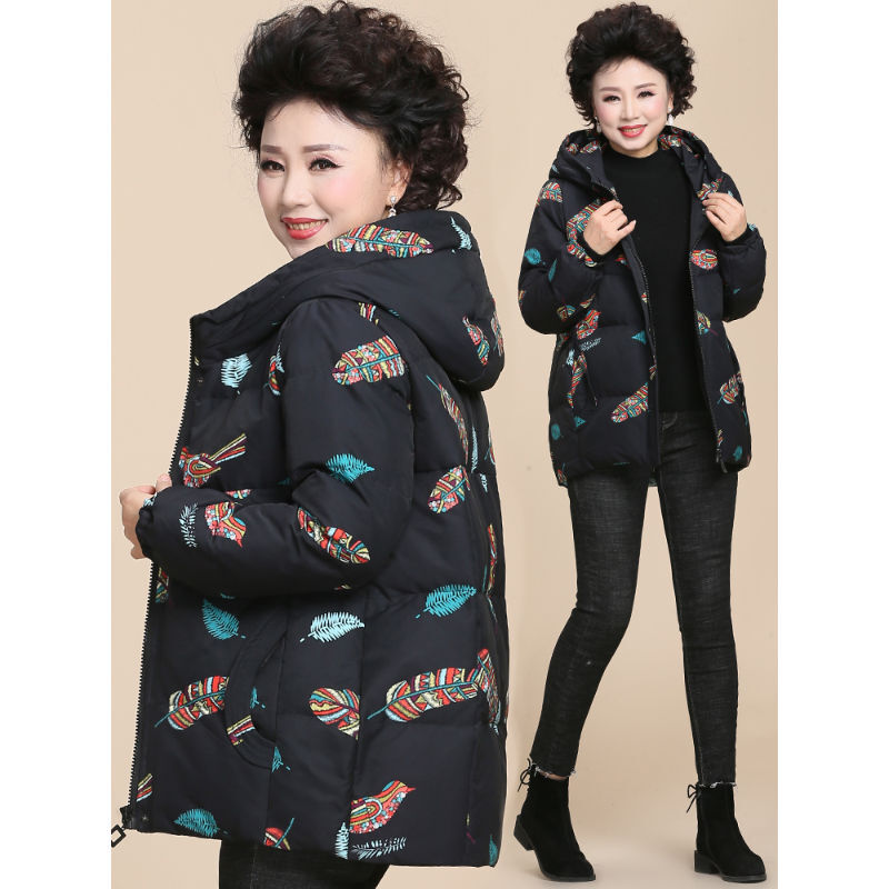 迪鲁奥(DILUAO)高端轻奢中老年棉服胖妈妈秋冬装棉服短款棉袄中老年棉衣女加肥加大码外套200斤高清大图