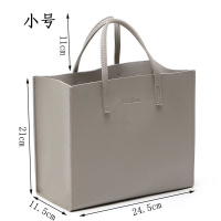 日本杂志款 森系灰色皮革防水手提袋子 小拎包 通勤手提包电脑包 小号