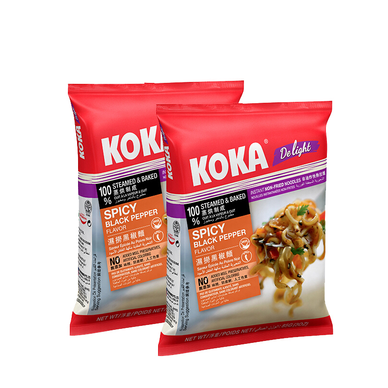 可口牌(KOKA)湿捞黑椒快熟拉面(非油炸方便面)85g*4包 新加坡进口 方便面 夜宵 汤面