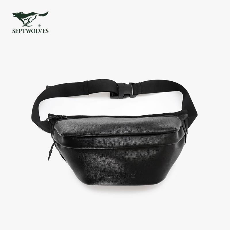 七匹狼男士腰包户外运动跑步包pu大容量手机包防盗收银腰包男休闲小斜