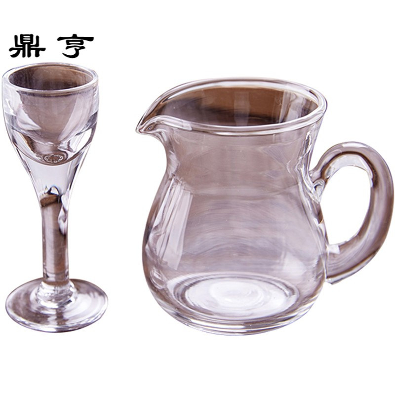 鼎亨家用套装玻璃白酒分酒器小酒杯酒盅量酒器烈酒杯小号酒杯10套