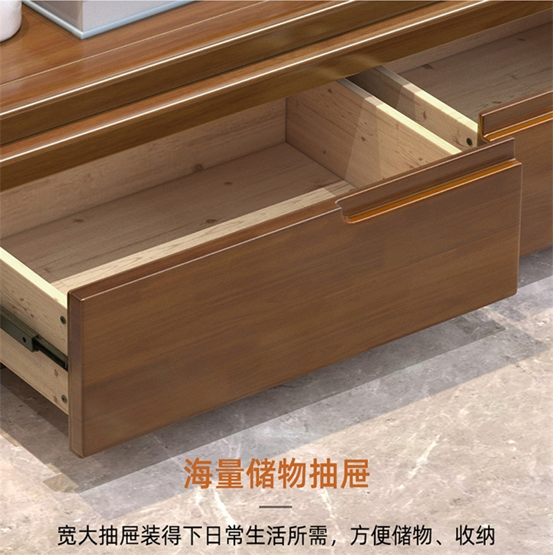 白寅 BY-DSG06 中式客厅伸缩实木电视柜(单位:套)高清大图