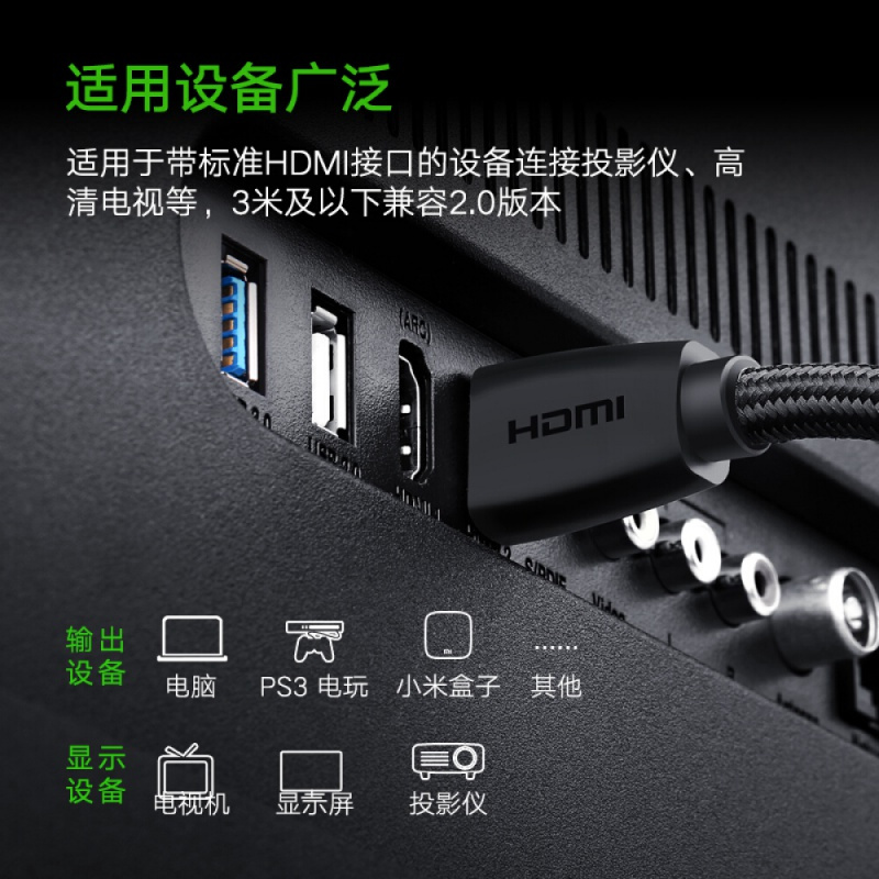 绿联 HDMI 数字高清线转接线 10米电子产品