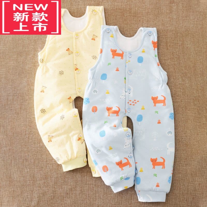 可莉允婴儿背带裤 男女宝宝加厚内穿保暖棉裤 儿童开裆长裤子秋冬季保暖裤图片