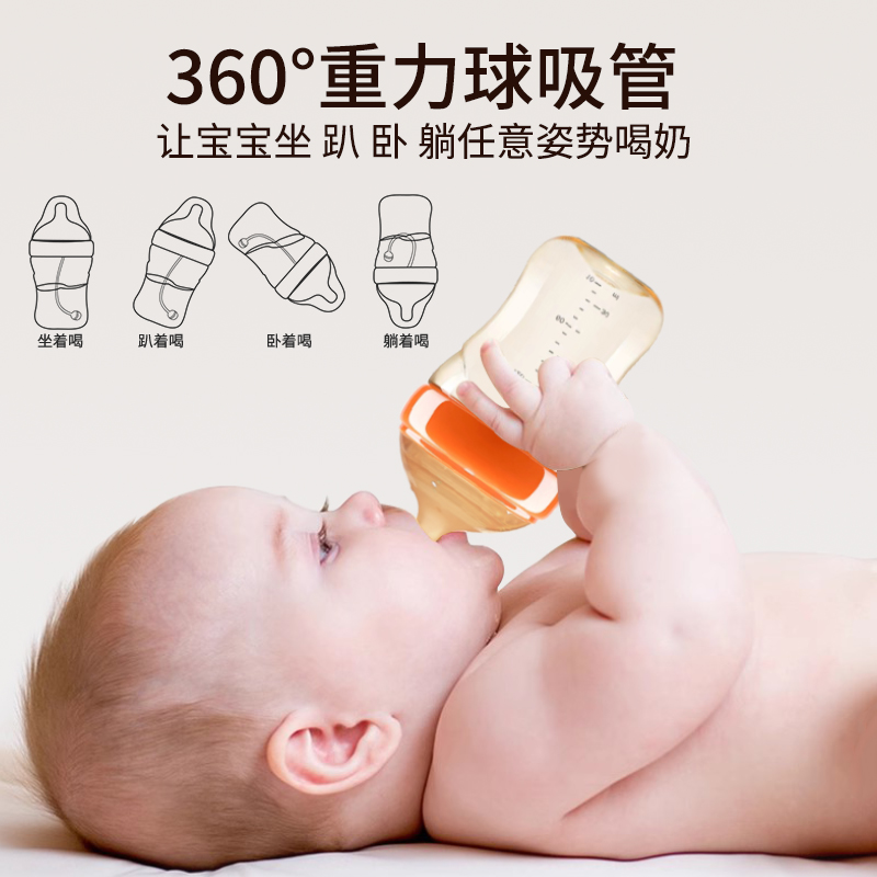 2孔2个装重力球吸管奶嘴(适合3-6个月)适配世/喜防胀气6.4cm奶瓶通用高清大图