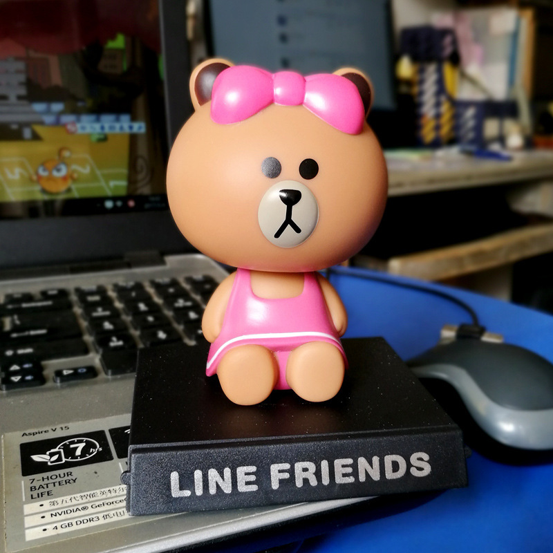 可爱卡通line布朗熊可妮兔莎莉摇头公仔汽车摆件创意车载车内饰品