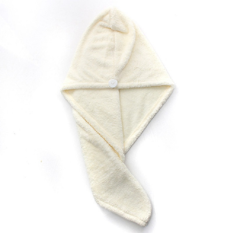 【2条装】珊瑚绒柔软亲肤干发帽 吸水易干发帽 沐浴裹头巾 2条装乳白色长尾干发帽