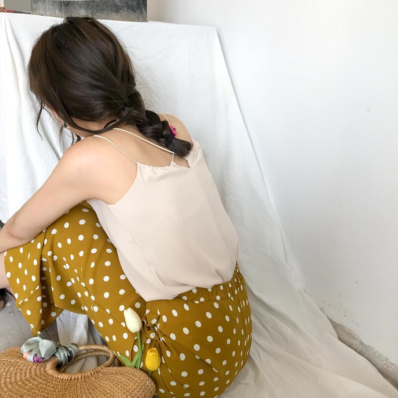 宽松内搭双层雪纺背心女夏季韩版短款上衣性感复古外穿小带lm