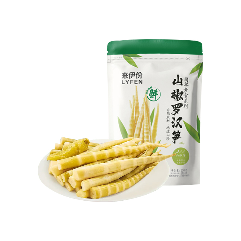 来伊份山椒罗汉笋250g酸辣味 素食即食小吃笋类竹笋干下饭菜零食