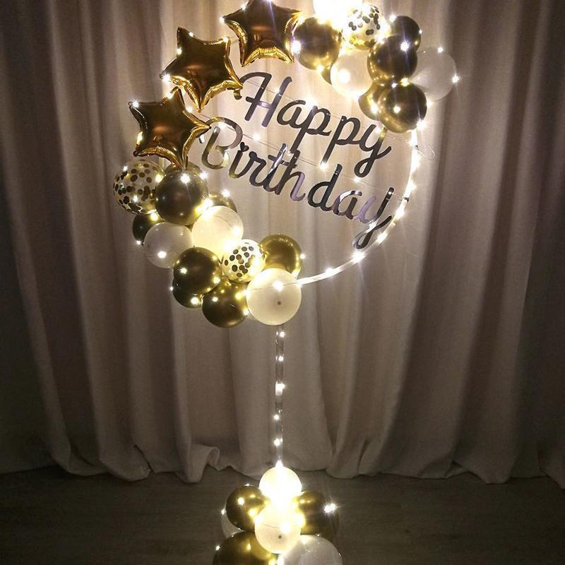 创意圆环支架气球男孩生日套餐气球装饰场景布置 圆环套餐1(不带灯)