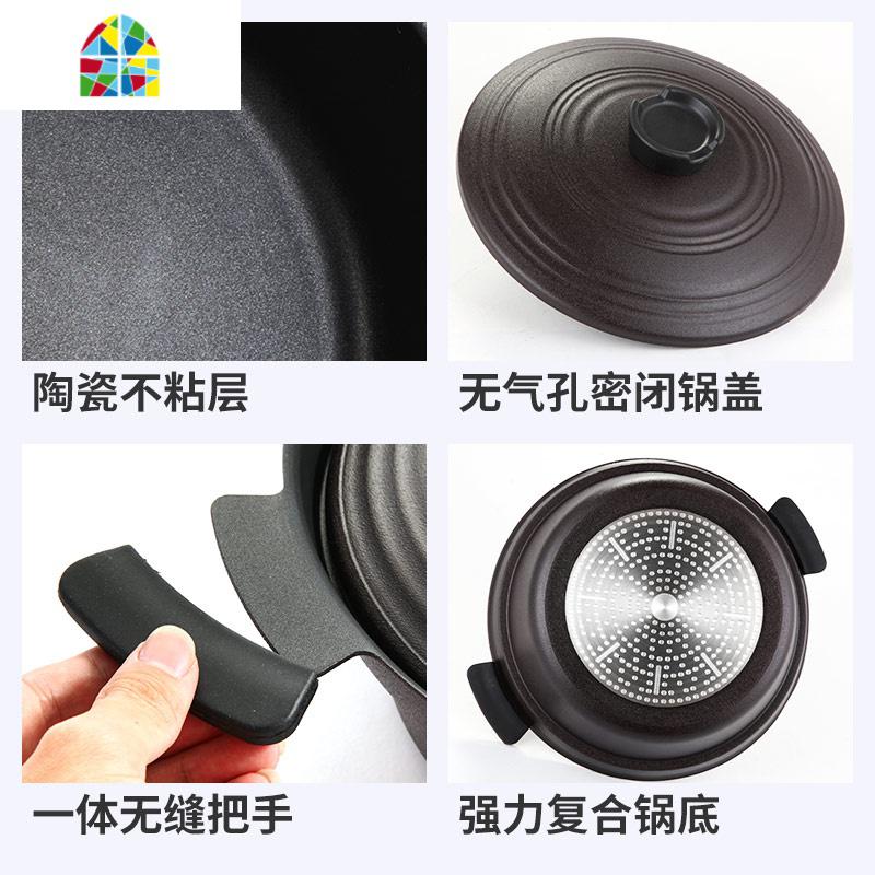 日式土锅和风火锅不粘锅电磁炉通用寿喜锅万古烧锅炖锅砂锅 FENGHOU 黑色18CM通用高清大图